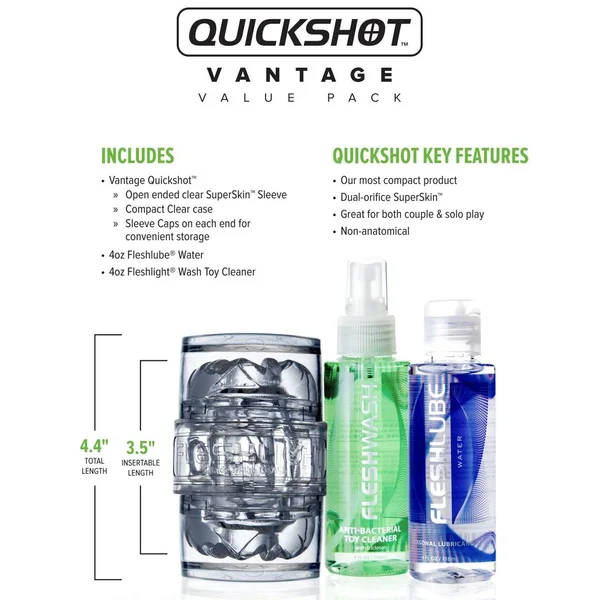 Fleshlight Quickshot Vantage Value Pack:  Masturbation Sleeve, Lube, &amp; Toy Cleaner — image 4 of 13