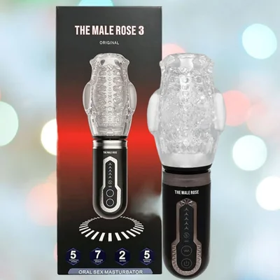 the male rose 3 thrusting rotating dual vibrating male masturbator
