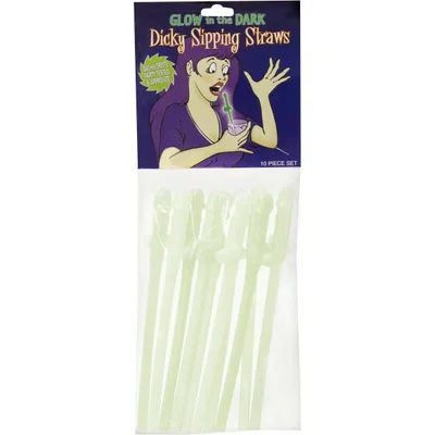 tytf glow in the dark pecker drink straws 10pc set