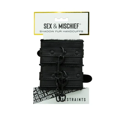 sportsheets sex mischief shadow fur handcuffs black