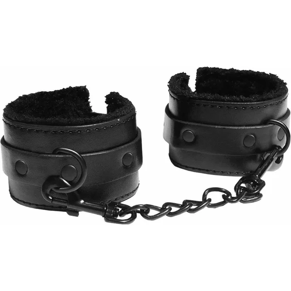 Sportsheets Sex & Mischief - Shadow Fur Handcuffs - Black — image 2 of 3