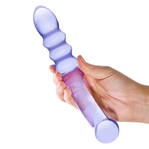 Glas Purple Rain 9" Glass Ribbed Dildo — image 3 of 4