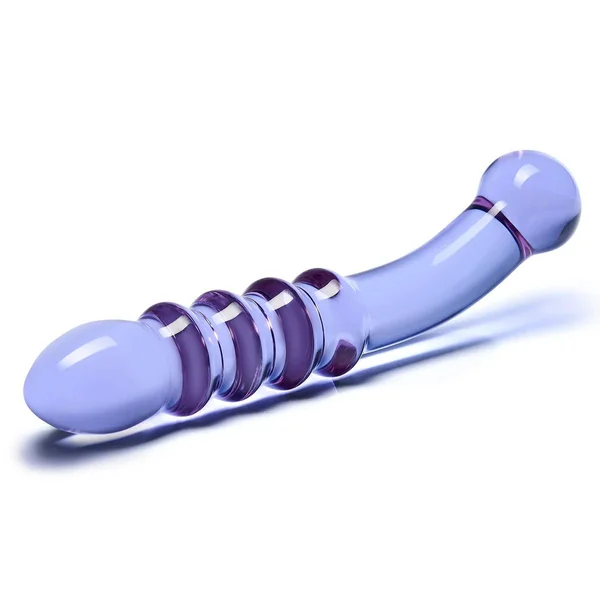 Glas Purple Rain 9" Glass Ribbed Dildo — image 2 of 4