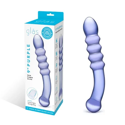 glas purple rain 9 glass ribbed dildo