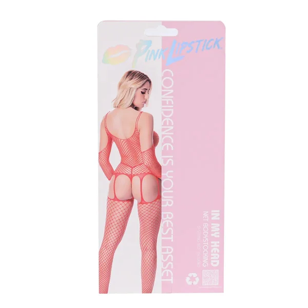 Pink Lipstick In My Head Net Bodystocking - Red - One Size — image 4 of 4