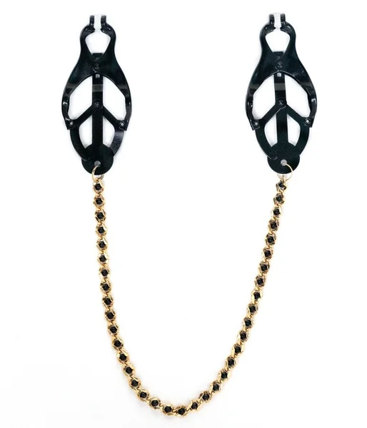 Black Butterfly Clamps with Beaded Chain — image 4 of 6