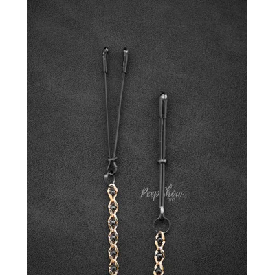 beaded black tweezer nipple clamps with golden chain