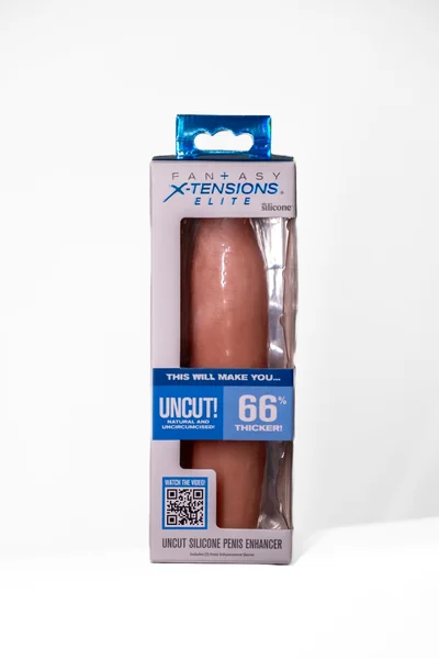 Uncut Silicone Penis Enhancer, 7-Inches, Hood-Up Foreskin — image 24 of 25