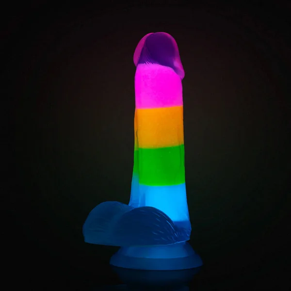 Neo Elite Rainbow Rave - Glow + Dual-Density Suction Cup Dildo — image 6 of 12
