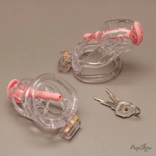 The Guardian by CellMate™, Clear Chastity Cage with Pink Catheter — image 11 of 22