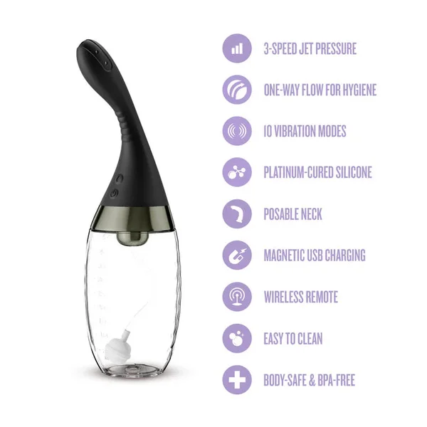 Aqua Jet Vibrating Anal Douche Cleaner - Remote Control Silicone Enema — image 6 of 18
