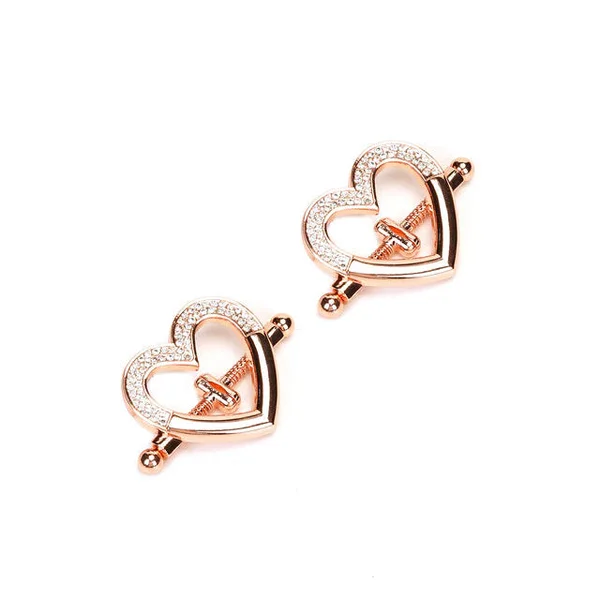 Heart-Shaped Nipple Clamps with Rhinestones — image 2 of 6
