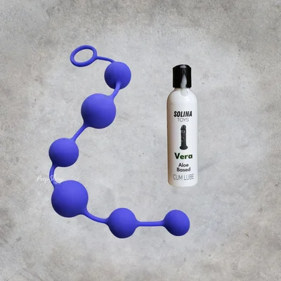 bundle 16 inch silicone anal beads creamy aloe lubricant