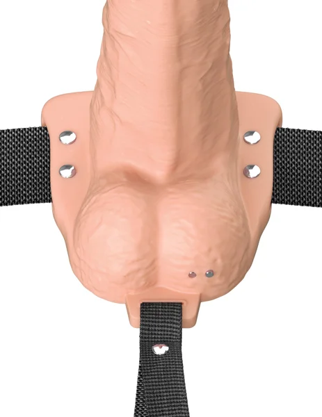 8-Inch Vibrating Fantasy Xtensions Hollow Silicone Strap-On — image 9 of 24