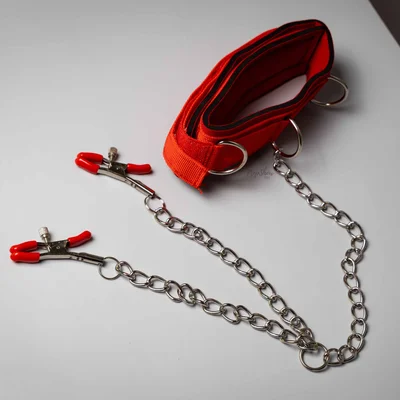 nipple clamps red velcro collar