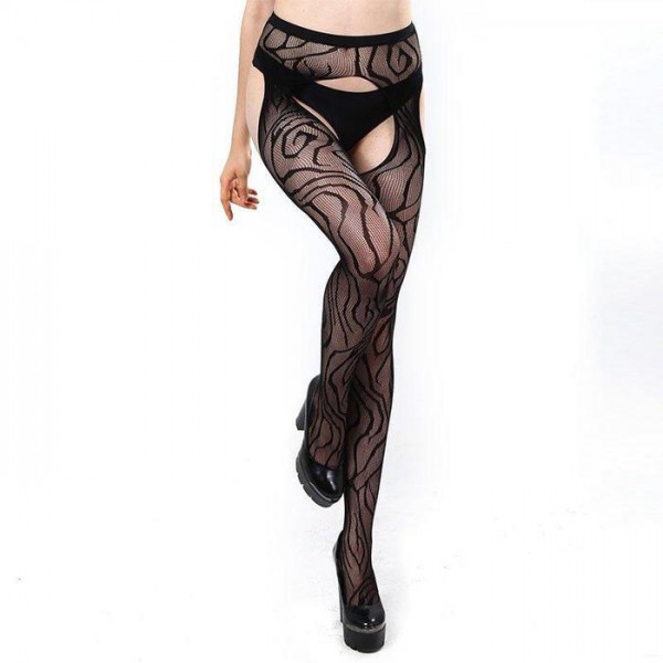 Black Gartered Stockings - One Size Fits Most