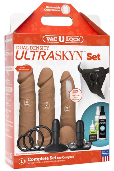 Doc Johnson Vac-U-Lock Strap On Set with 3 Realistic Dildos
