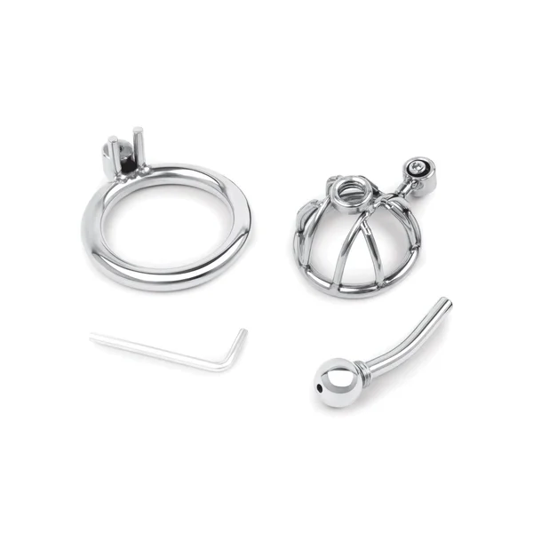 Lockmaster Stainless Steel Inverted Micro Chastity Cage with Urethral Straw — image 4 of 5