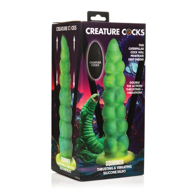 creature cocks squirmer thrusting vibrating silicone dildo with remote control