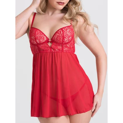 lovehoney parisienne charm red lace babydoll set small red