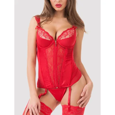 lovehoney treasure me red push up basque set large red