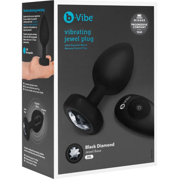 B-Vibe Vibrating Jewel Plug with Remote - 2XL / Black Diamond — image 15 of 15