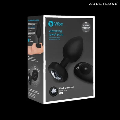 b vibe vibrating jewel plug with remote 2xl black diamond