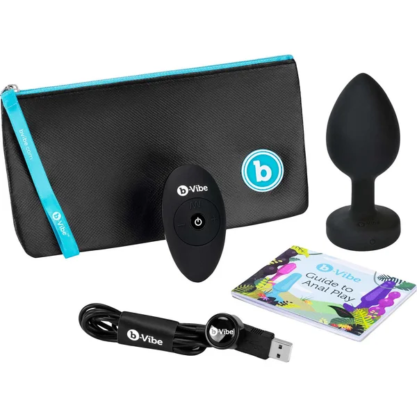 B-Vibe Vibrating Jewel Plug with Remote - 2XL / Black Diamond — image 13 of 15