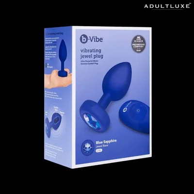 b vibe vibrating jewel plug with remote largexl blue sapphire