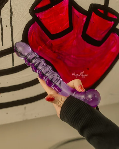 9" Purple Rain Ribbed Dildo by Gläs — image 7 of 14
