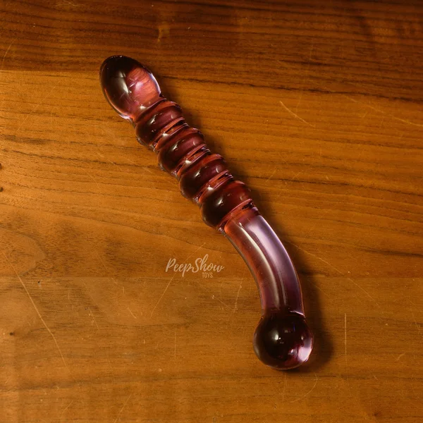 9" Purple Rain Ribbed Dildo by Gläs — image 8 of 14