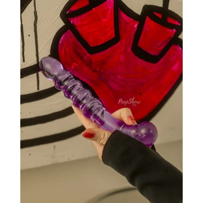 9 purple rain ribbed dildo by gls