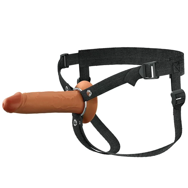 7 Inch Ultra Realistic Dual Density Mocha Brown Silicone Hollow Strap On for Men — image 7 of 8