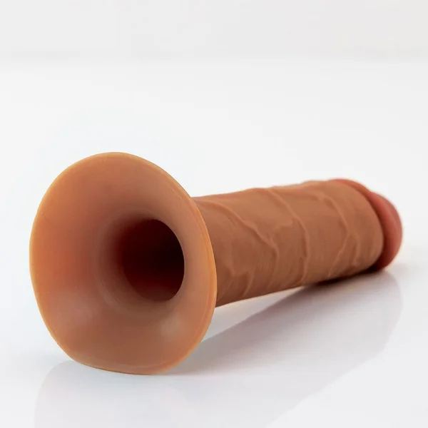 7 Inch Ultra Realistic Dual Density Mocha Brown Silicone Hollow Strap On for Men — image 6 of 8