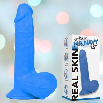 get lucky mr navy 75quot realistic dildo with suction cup blue