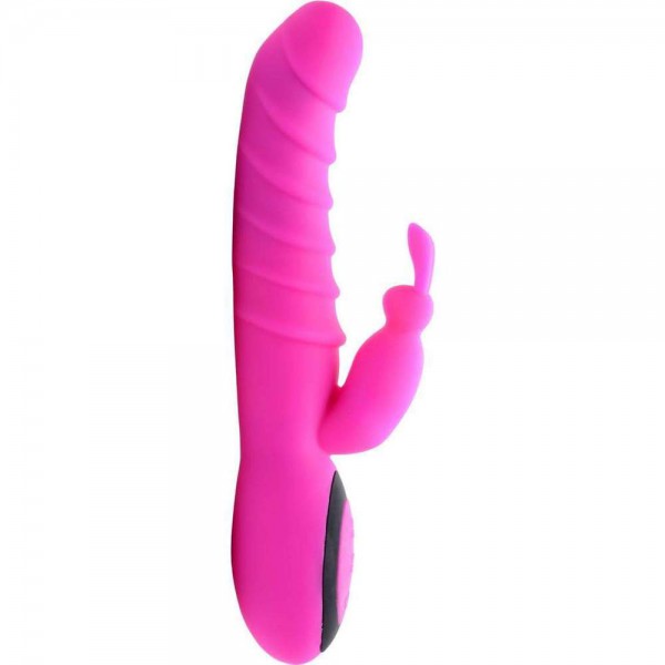 Self-Heating Ribbed Silicone Rechargeable Rabbit