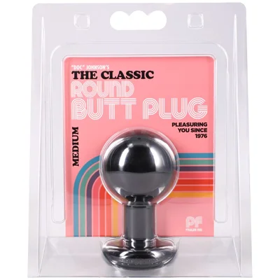 the classic round butt plug medium black