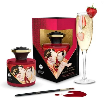 edible body painting sparkling strawberry wine