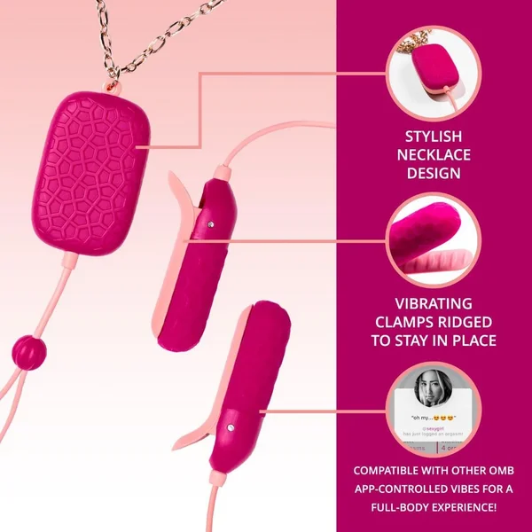 OhMiBod Sphinx Bluetooth App-controlled Nipple Clamps - Raspberry — image 6 of 8