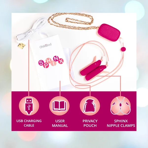 OhMiBod Sphinx Bluetooth App-controlled Nipple Clamps - Raspberry — image 4 of 8