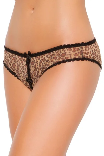 Elegant Moments Wild Instinct Leopard Mesh Crotchless Panty — image 5 of 12