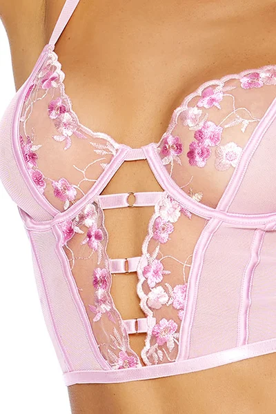 Elegant Moments Blushing Bloom 2 Piece Embroidered Mesh Bra & Panty Set — image 5 of 6