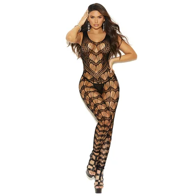 elegant moments spellbound crochet bodystocking with open crotch