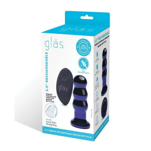 Glas 3.5" Rechargeable Vibrating Beaded Butt Plug — image 5 of 5