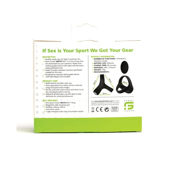Sport Fucker Motovibe Sling Cockring With Remote - Black — image 2 of 5