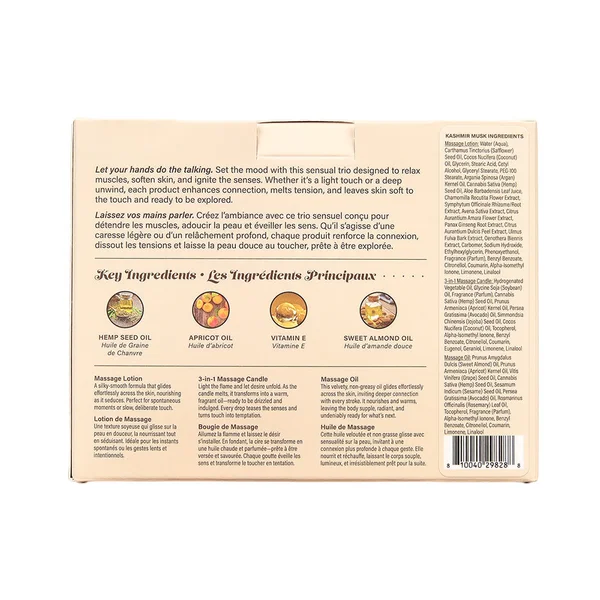 Hemp Seed Tranquility Trio - Kashmir Musk - Kashmir Musk Scented Massage & Caress Kit - 3 Piece Kit — image 2 of 2