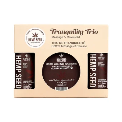 hemp seed tranquility trio kashmir musk kashmir musk scented massage caress kit 3 piece kit