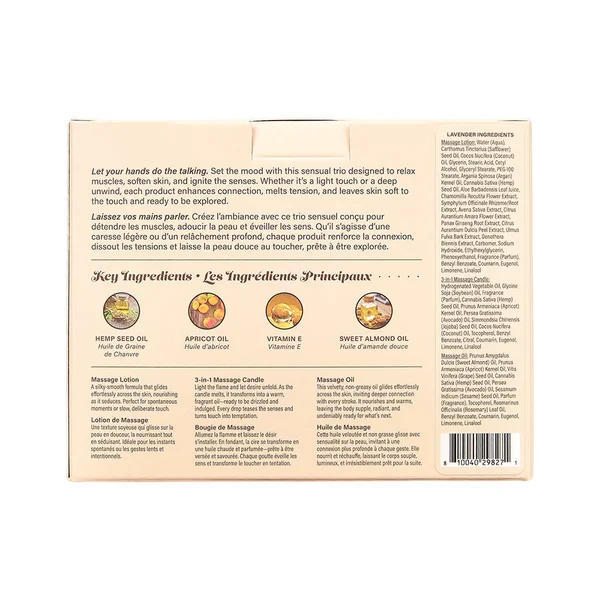 Hemp Seed Tranquility Trio - Lavender - Lavender Scented Massage & Caress Kit - 3 Piece Kit — image 2 of 2
