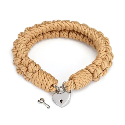 shibari bondage rope collar with lock