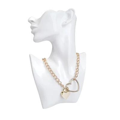 gold metal chain collar with padlock